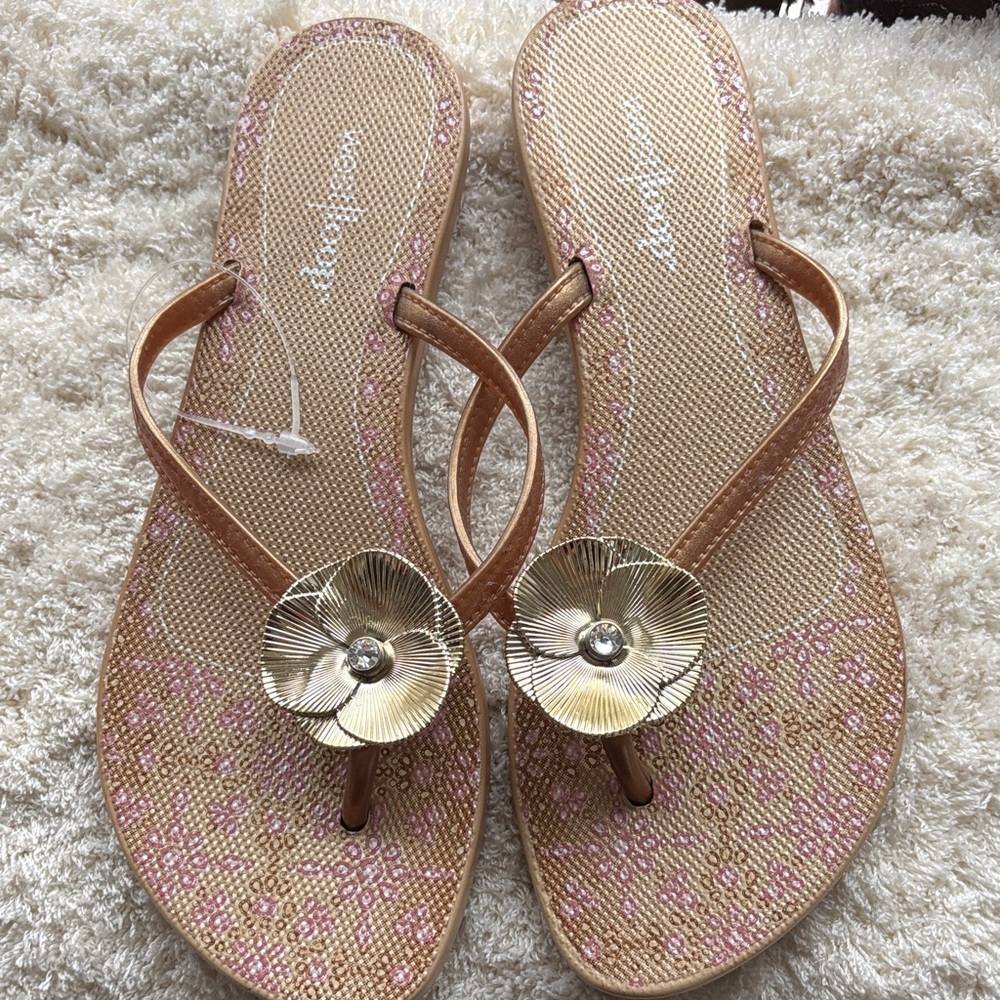 West Loop Tan Floral Sandals